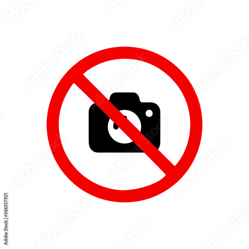 vector illusion icon of prohibited Camara with red circle on glyph icon