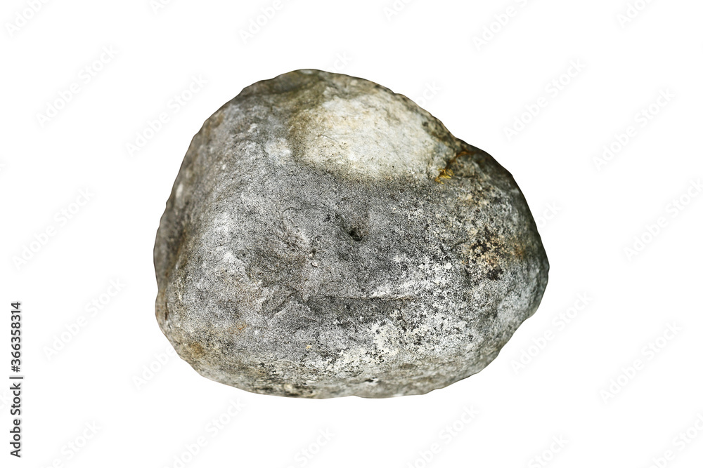 Gray stone isolated on white background. Close-up. Top view.