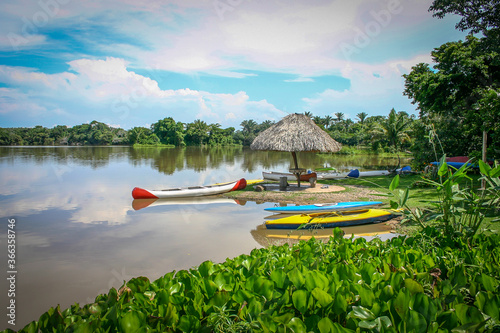 Amazing lake and canoes in Santa Cruz de la Sierra, Bolivia