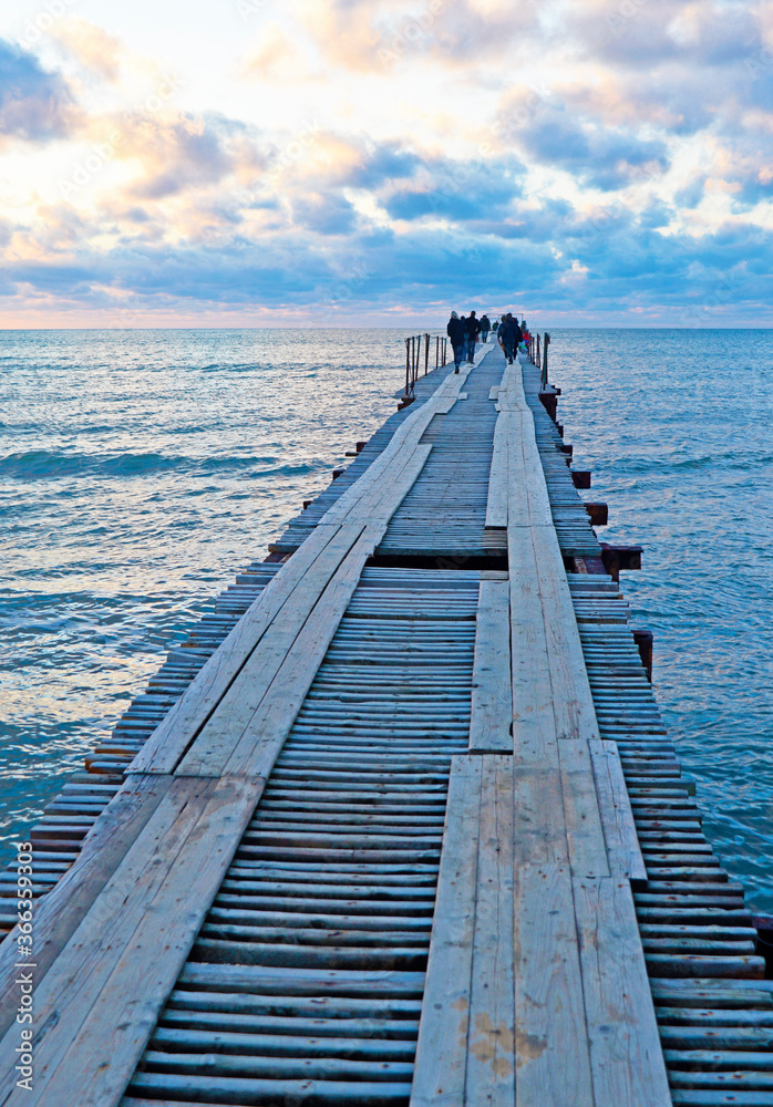 View of a wooden pier in the sea