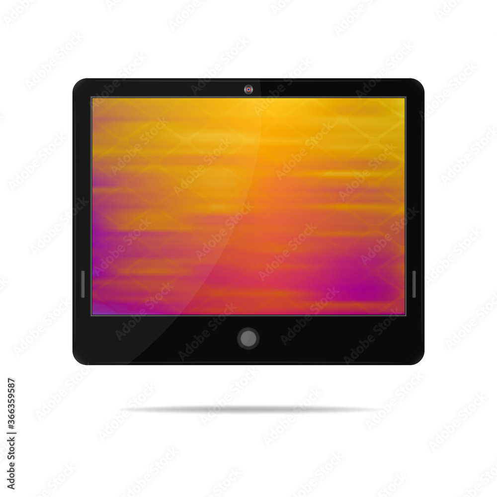 Tablet computer with colorful blurred screen. Object on a white background. Tablet computer with colorful blurred screen. Object on a white background.