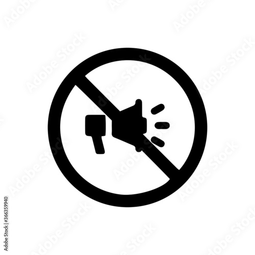vector illusion icon of prohibited Announce with black circle on glyph icon