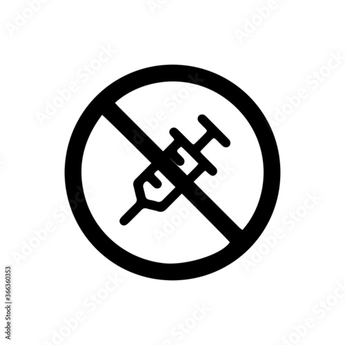 vector illusion icon of prohibited Injection with black circle on glyph icon
