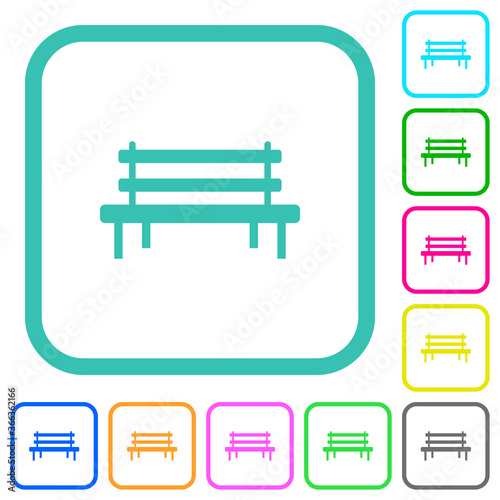 Park bench vivid colored flat icons