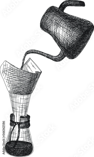 Coffee collection, tools for bartender, vector