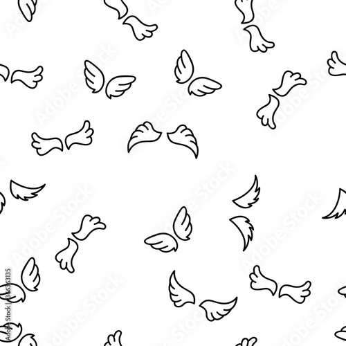 Angel Wings Flying Vector Seamless Pattern Thin Line Illustration