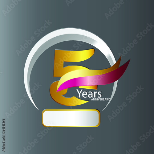 5TH. 5 year anniversary. Warning retro isolated vector symbol. 2 vintage logos with circles and gold ribbons against a dark background. Vector Free Download 5TH. 5 year anniversary. Warning retro isolated vector symbol. 2 vintage logos with circles and gold ribbons against a dark background. Vector - GFXLoad