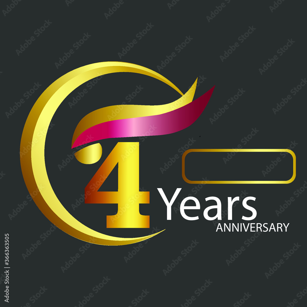 4th. Logo of the 4th golden anniversary celebration in gold. Fourth birthday celebration template 4th. Logo of the 4th golden anniversary celebration in gold. Fourth birthday celebration template