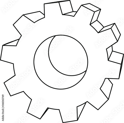 Gear wheel, pinion. 3D image. Vector.