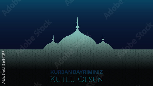 Feast of the Sacrif (Eid al-Adha Mubarak) Feast of the Sacrifice Greeting (Turkish: Kurban Bayraminiz Kutlu Olsun) Holy days of muslim community.