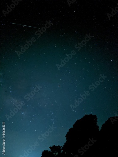 Shooting Star or Airplane in the Night Sky