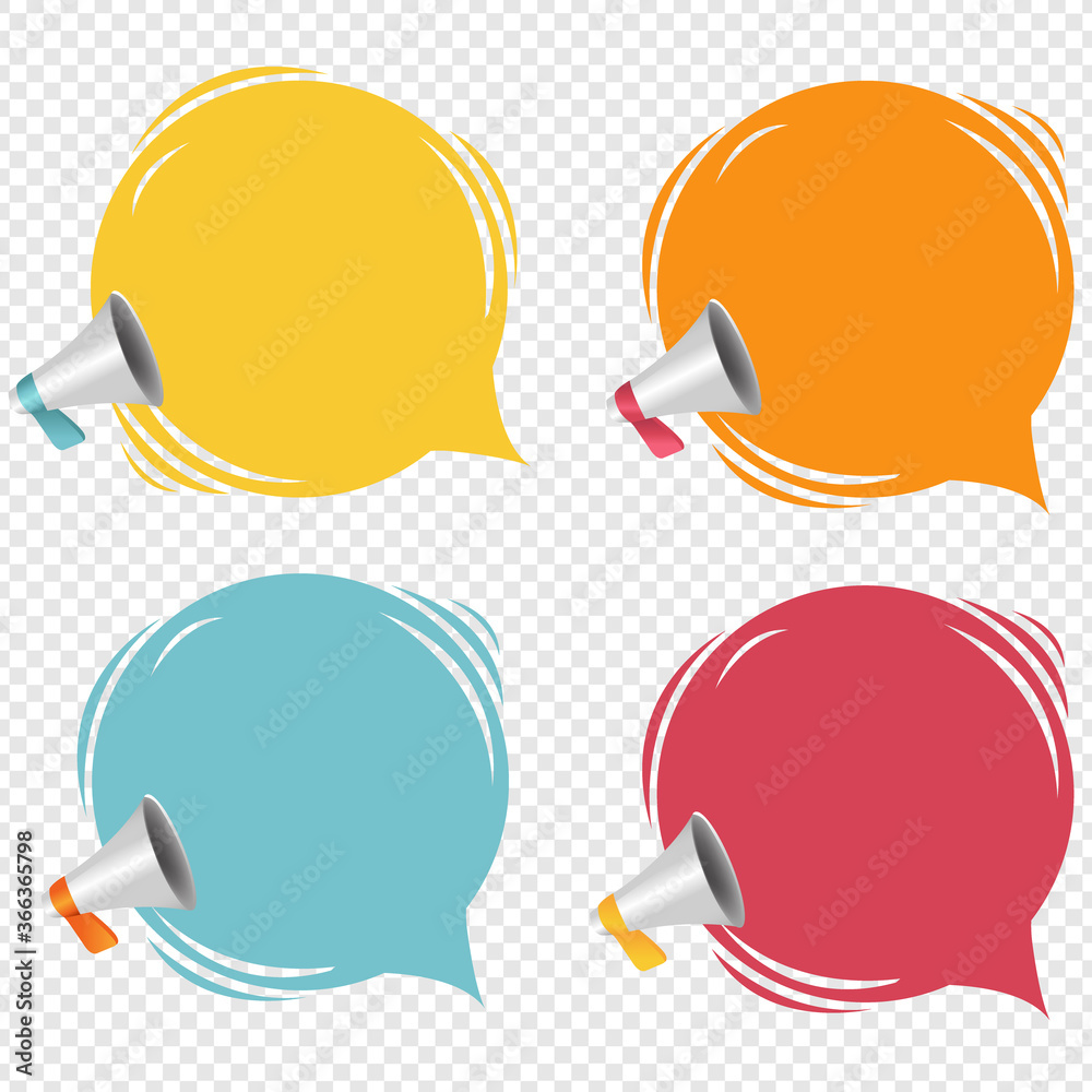 Megaphone With Speech Bubble Isolated Transparent Background With Gradient Mesh, Vector Illustration Megaphone With Speech Bubble Isolated Transparent Background With Gradient Mesh, Vector Illustration