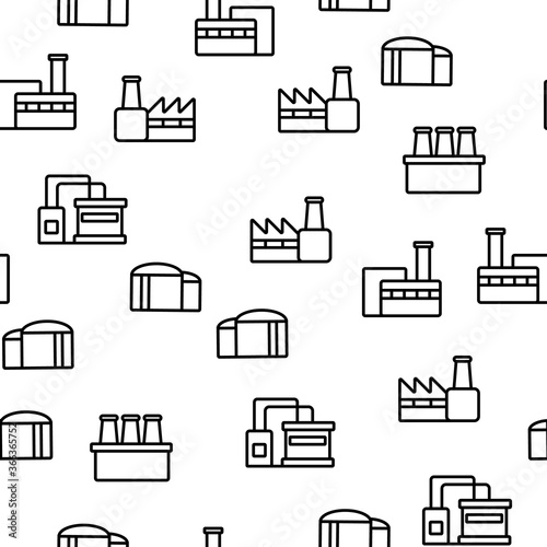 Factory Industrial Vector Seamless Pattern Thin Line Illustration