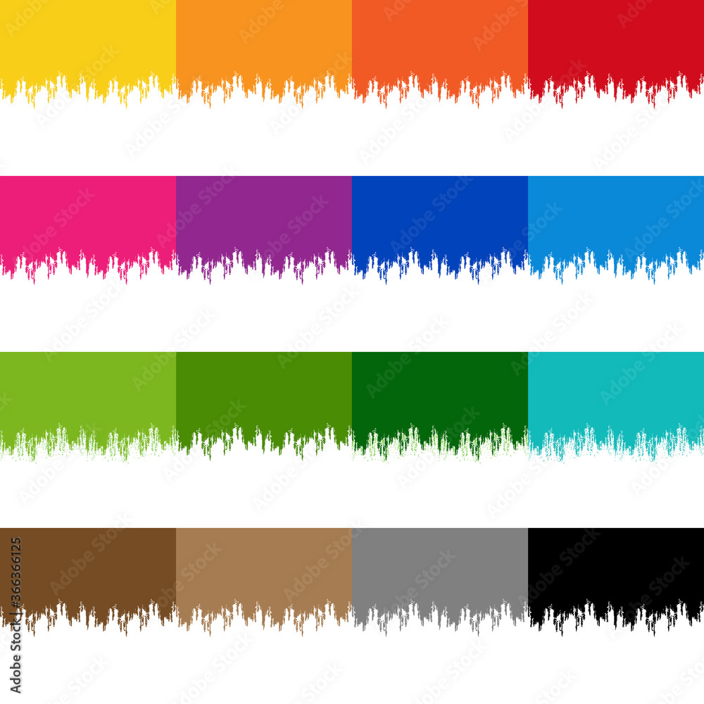 Colorful Paint Border Set With Isolated White Background, Vector