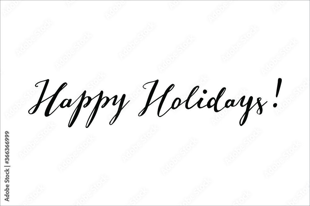 Happy Holidays hand lettering vector for postcards