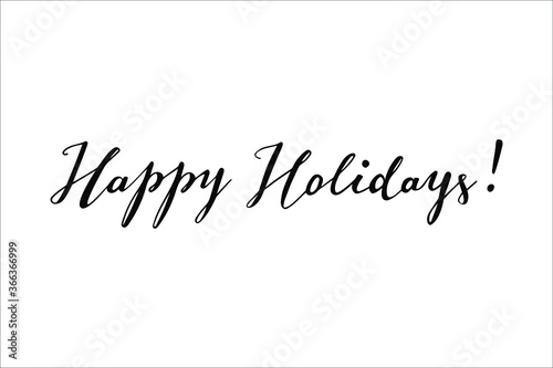 Happy Holidays hand lettering vector for postcards