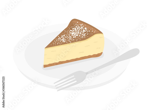 皿にのせたチーズケーキのイラスト