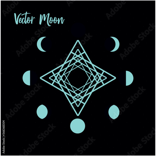 Vector set of different moon phases 