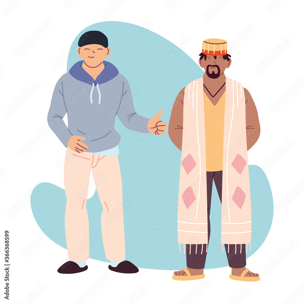 african and asian man cartoons vector design african and asian man cartoons vector design