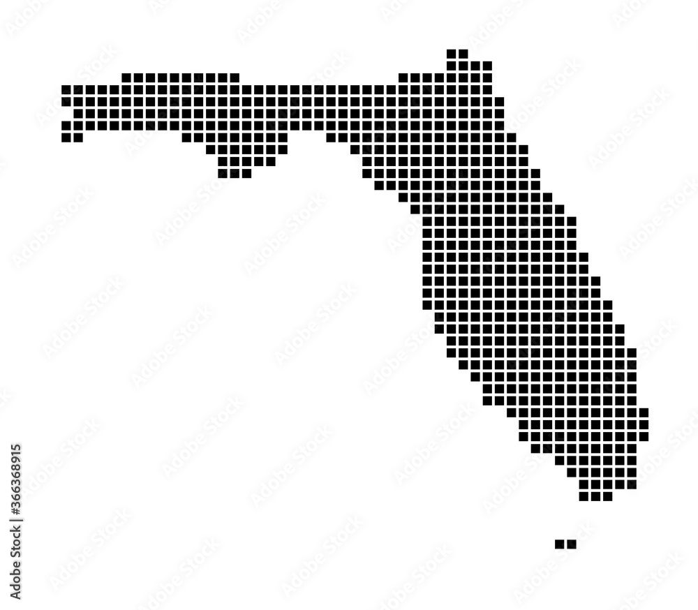 Florida map. Map of Florida in dotted style. Borders of the us state filled with rectangles for your design. Vector illustration.