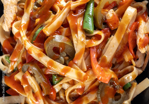Canvas Print Asian style, stirfry vegetables in a chicken wok.