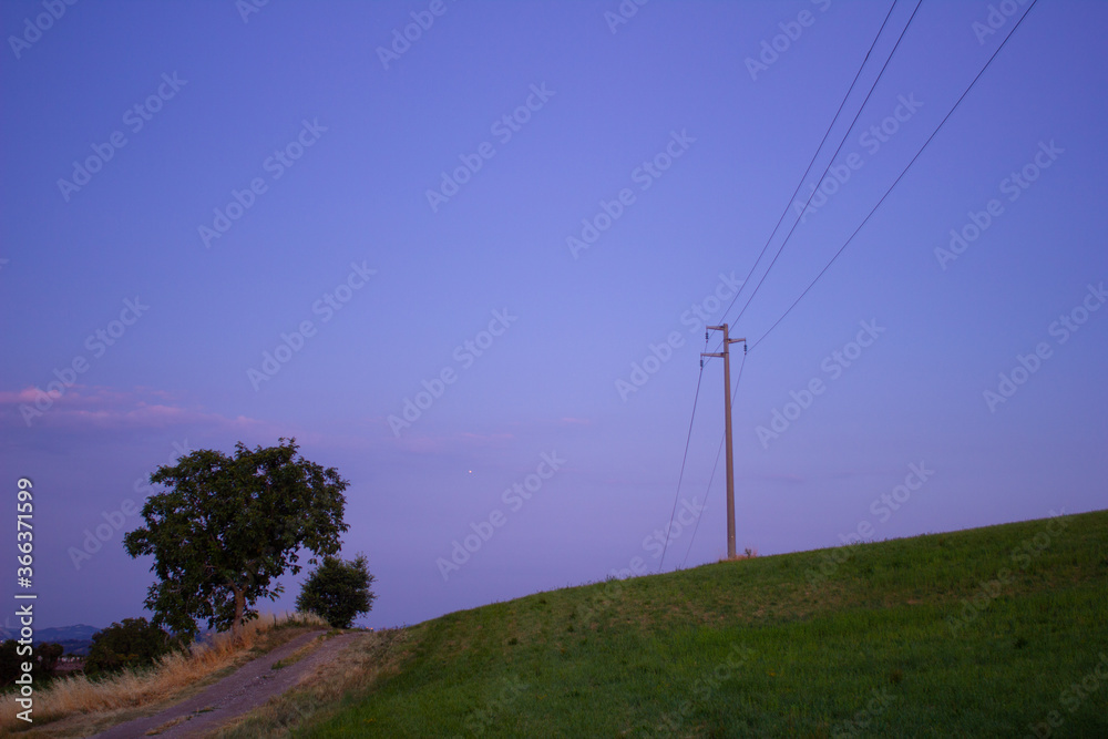 power lines on a hill