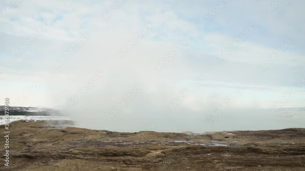 Hot geothermal hot springs with steam, Iceland Hot geothermal hot springs with steam, Iceland