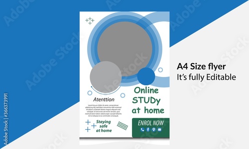 Online study at home flyer template design