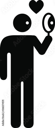 People icon: narcissism; with heart icon.