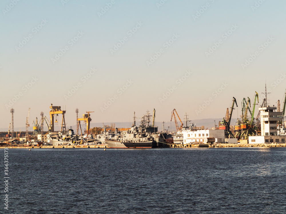 VARNA, BULGARIA - 18 November, 2015: Commercial Sea port of Varna. November 18, 2015 in Varna, Bulgaria