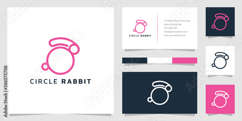 circle rabbit logo design template