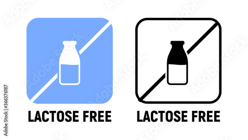 Lactose gluten free dairy icon. Milk dietary lactose free sign stamp or logo