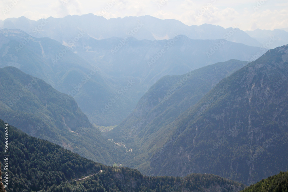 View to Triglav National Park mountains from Mala Mojstrovka peak, Slovenia	