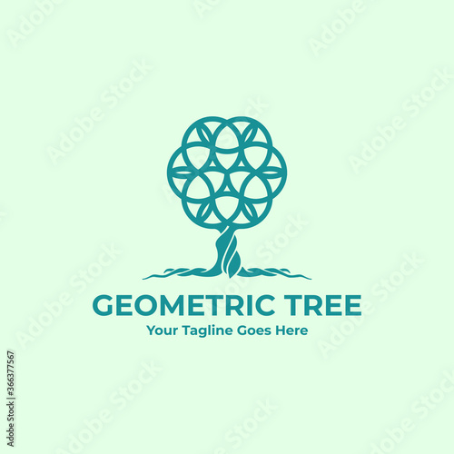 illustration vector graphic logo designs. pictogram logo abstract tree with sacred geometric shape