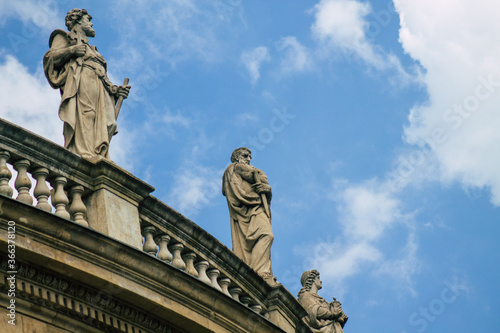 View of the facade of St. Stephen s Basilica located in the downtown area of Budapest, capital of Hungary and the most populous city of Hungary  photo