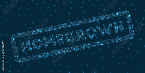 Homegrown word in digital style. Glowing geometric homegrown badge. Authentic vector illustration.