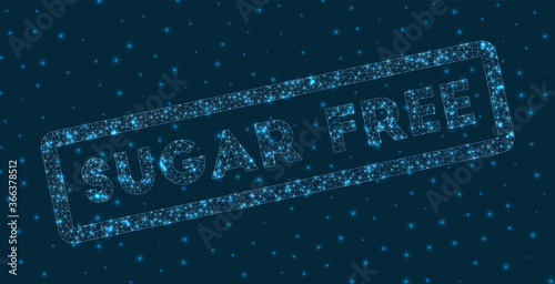 Sugar-free word in digital style. Glowing geometric sugar-free badge. Vibrant vector illustration.