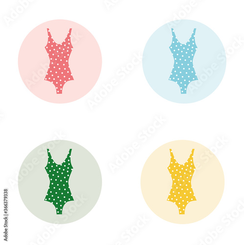 Swimsuit color set icon vector
