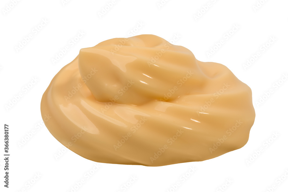 Cheese sauce, stain, liquid isolated on white Cheese sauce, stain, liquid isolated on white