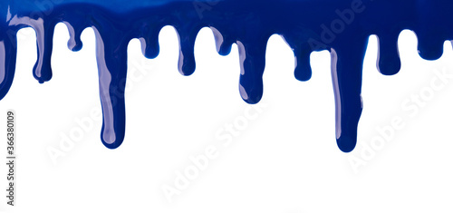 Blue paint, a sample of cosmetics nail polish isolated on a white background