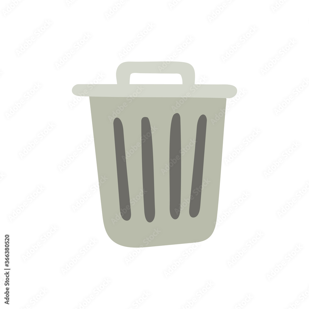Vector digital illustration of a trash. Delete icon. Container. Flat Vector digital illustration of a trash. Delete icon. Container. Flat