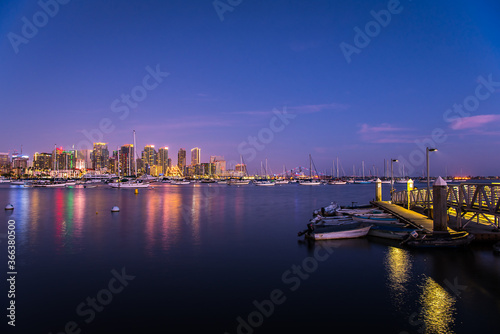 san diego downtown skyline at dusk