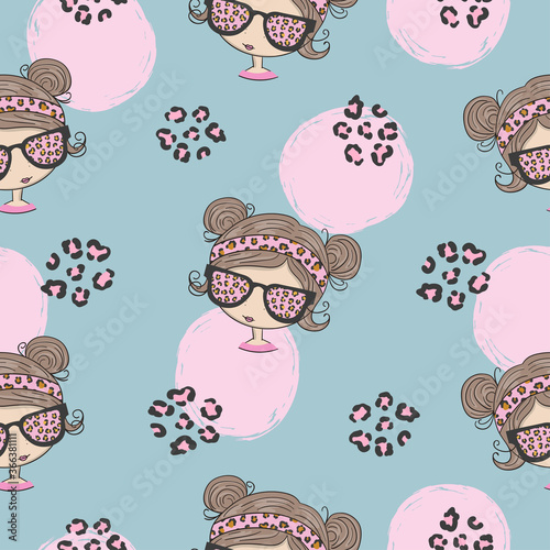 Seamless cute little girls pattern for kids design.