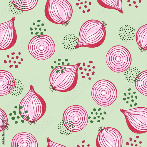 Seamless red onion pattern....