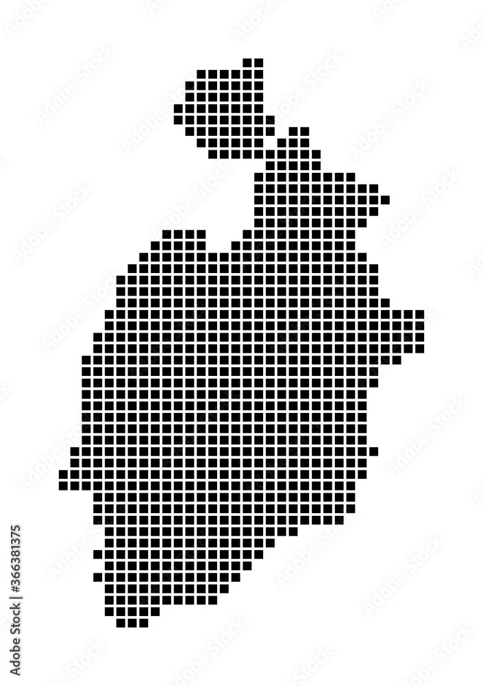Isla de Providencia map. Map of Isla de Providencia in dotted style. Borders of the island filled with rectangles for your design. Vector illustration.
