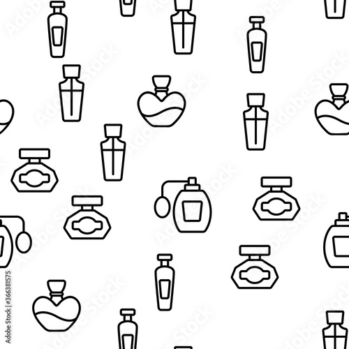 Perfume Containers Vector Seamless Pattern Thin Line Illustration