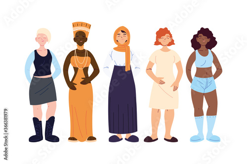 Women cartoons of cultural diversity vector design
