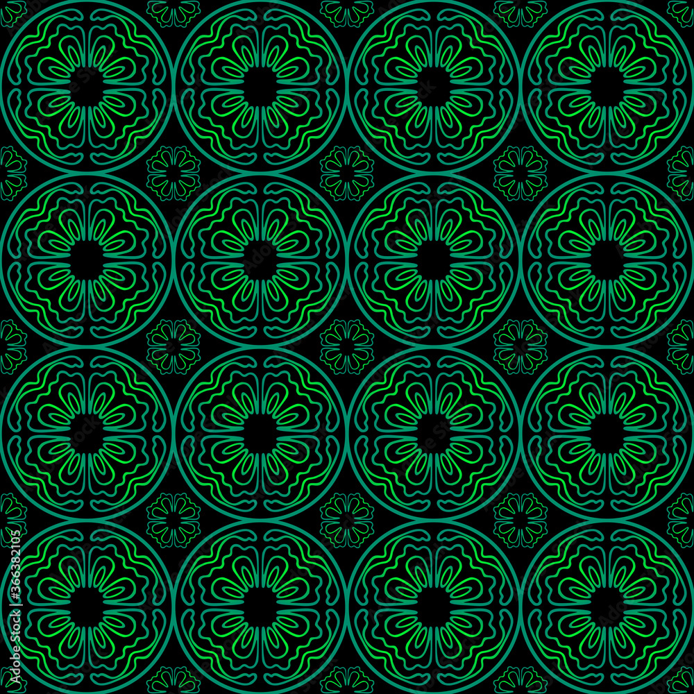 Fototapeta premium Wavy line within a circle pattern seamless repeat background