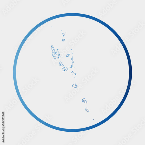 Vanuatu icon. Network map of the country. Round Vanuatu sign with gradient ring. Technology, internet, network, telecommunication concept. Vector illustration.
