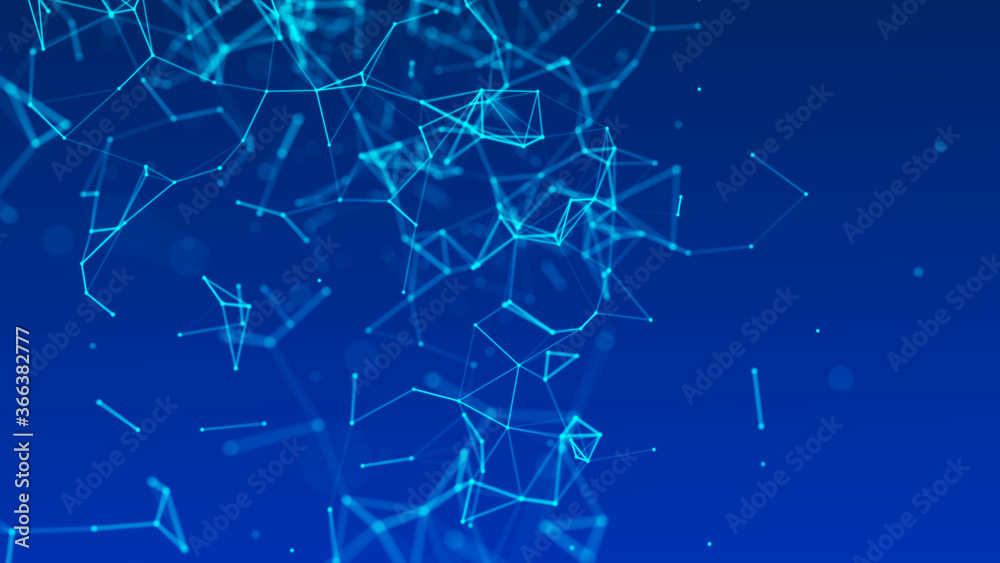 Abstract blue digital background. Big data visualization. Science background. Big data complex with compounds. Lines plexus.